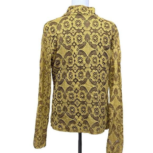Maeve mustard turtleneck lace top, renaissance, whimsigoth, holiday, Victorian - Picture 3 of 6
